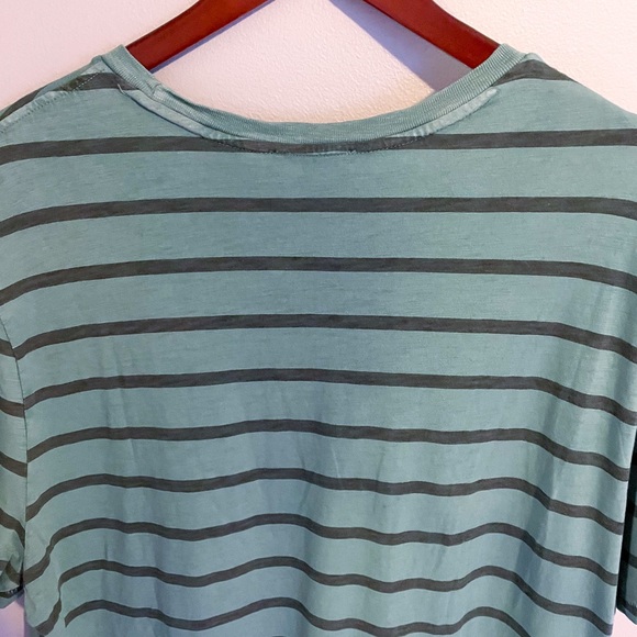 Mens Express green striped T-shirt - Picture 4 of 6